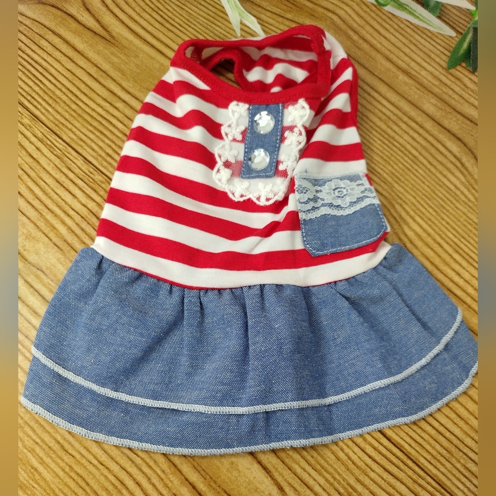 Dog Puppy Denim Dress XS